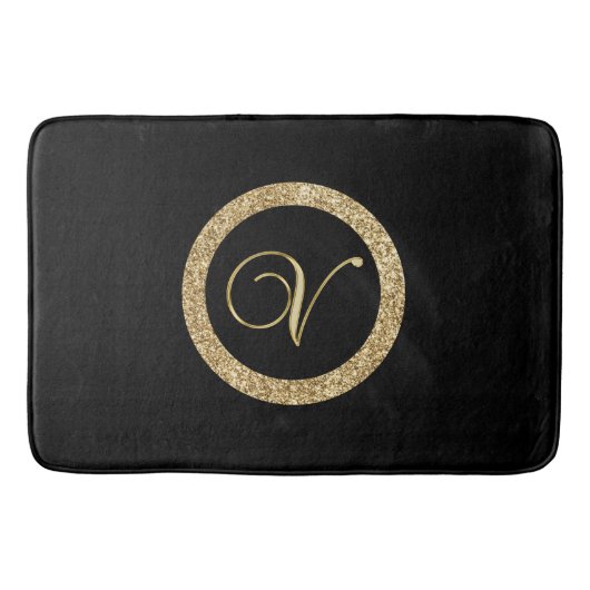 Monogram V, elegant gouden schrift Badmat (Voorkant)