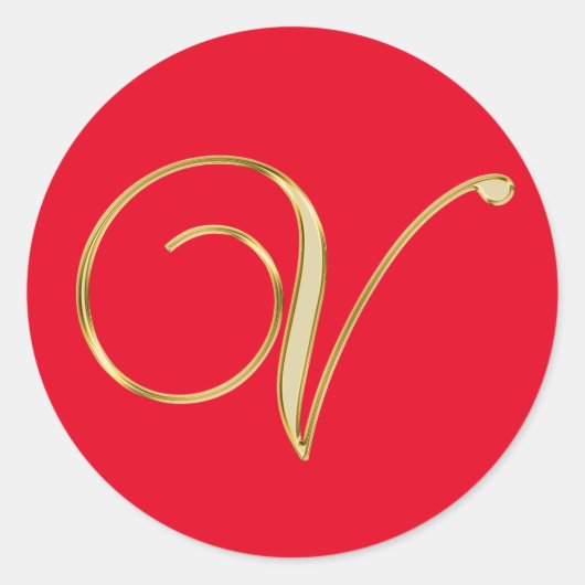 Monogram V goud Ronde Sticker (Voorkant)