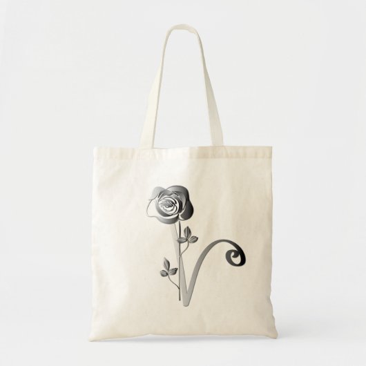 Monogram V Handgeschreven met Roos Tote Bag (Voorkant)
