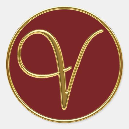 Monogram V in 3D goud Ronde Sticker (Voorkant)