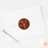 Monogram V in 3D goud Ronde Sticker (Envelop)
