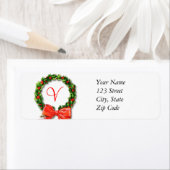 Monogram V Kerst retour adreslabels Etiket (Insitu)