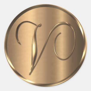 Monogram V NONMETALLIC Bronze Envelope Seal Ronde Sticker