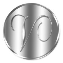 Monogram V Zilverkleurde dag Uitnodiging