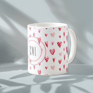 Monogram, Valentijn hartenpatroon 11oz Koffiemok