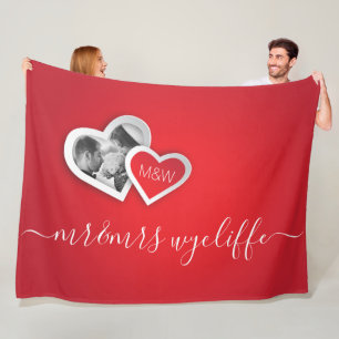 Monogram Valentijn Papier Cutout Hartelijk dank vo Fleece Deken