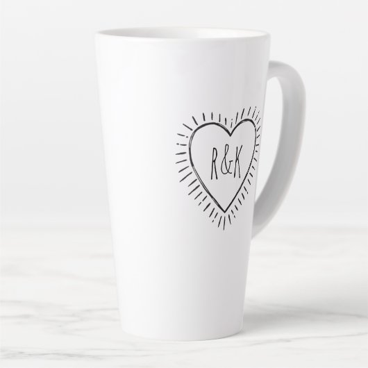 Monogram Valentijnsdag hart Latte Mok (Rechterhoek)