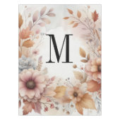 Monogram Vallende bladeren en bloemen waterverf Tafelkleed (Voorkant)
