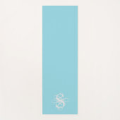 Monogram van aqua en wit wervelend Initiaal Yogamat (Voorkant)