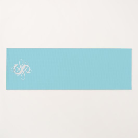 Monogram van aqua en wit wervelend Initiaal Yogamat (Voorkant (horizontaal))