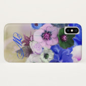 MONOGRAM VAN BLAUWE WITTE ROSSEN EN ANEMONSENSTROM Case-Mate iPhone CASE (Achterkant (horizontaal))