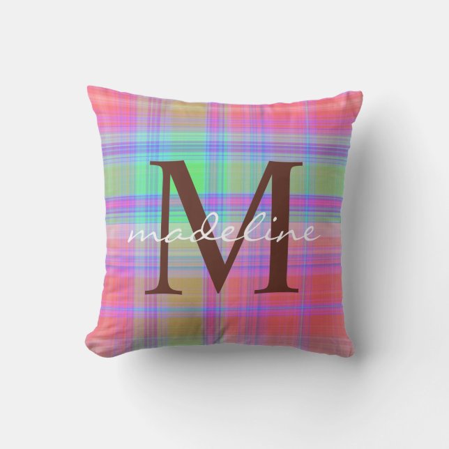 Monogram van Cute Colorful Pset Stripes Pattern Kussen (Voorkant)
