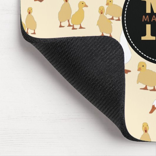 Monogram van Cute Moeder Duck & Baby Ducking Patte Muismat (Hoek)