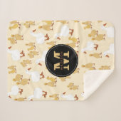 Monogram van Cute Moeder Duck & Baby Ducking Patte Sherpa Deken (Voorkant (horizontaal))