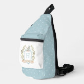 Monogram van de baby-transportkam | Blauwe Baby Sling Bag (Rechterhoek)
