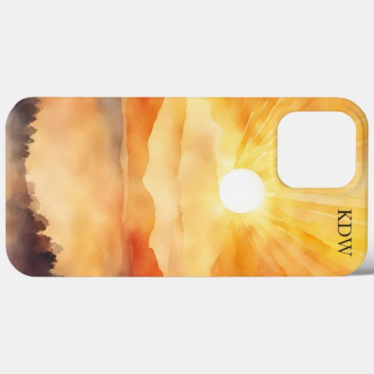 Monogram van de bergzonsondergang Case-Mate iPhone case (Achterkant (horizontaal))