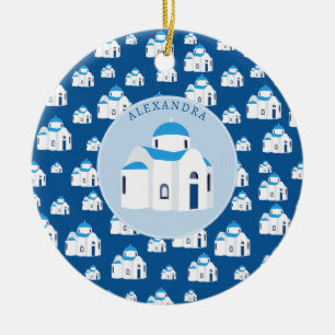 Monogram van de Blauwe Dome Kerk van het eiland Sa Keramisch Ornament