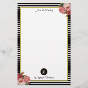 Monogram van de bloem van de bloem van de Rozen va Briefpapier