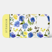 Monogram van de Feminine Yellow en Blue flow Case-Mate iPhone Case (Achterkant (horizontaal))