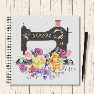 Monogram van de Floral naaigmachine Notitieboek