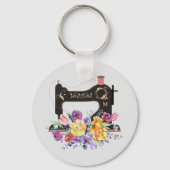 Monogram van de Floral  naaigmachine Sleutelhanger (Voorkant)