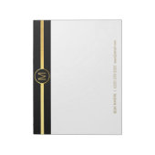 Monogram van de gepersonaliseerde Black Gold Strip Notitieblok (Gedraaid)