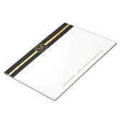 Monogram van de gepersonaliseerde Black Gold Strip Notitieblok (Schuin)