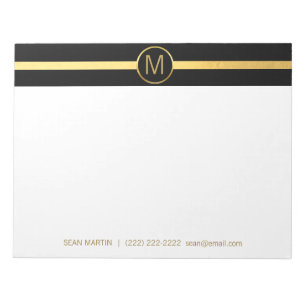 Monogram van de gepersonaliseerde Black Gold Strip Notitieblok