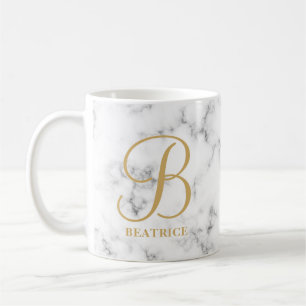 Monogram van de moderne witte marmer goudtypografi koffiemok