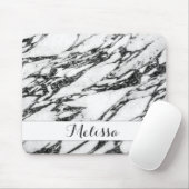 Monogram van de moderne zwarte en witte marmer muismat (Met muis)