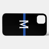 Monogram van de politie met blauwe lijn Case-Mate iPhone case (Achterkant (horizontaal))