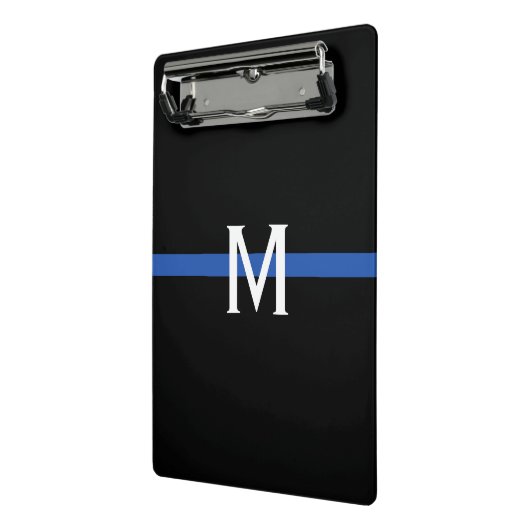 Monogram van de politie met blauwe lijn mini klembord (Angled2)