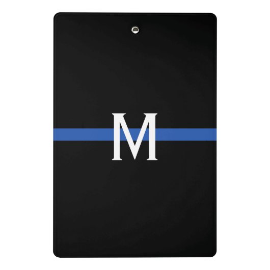 Monogram van de politie met blauwe lijn mini klembord (Achterkant)