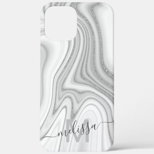 Monogram van de rendy zilverglitter Case-Mate iPhone case (Achterkant)