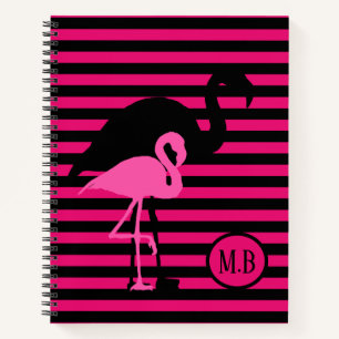 Monogram van de roze stapes van de Roze Flamingo B Notitieboek