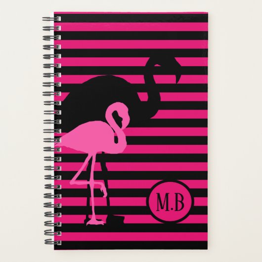 Monogram van de roze stapes van de Roze Flamingo B Planner (Voorkant)