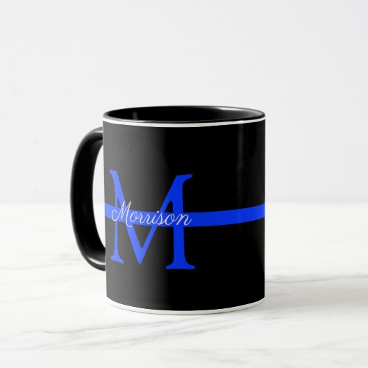 Monogram van de Thin Blue Line Police Retiting Par Mok (Voorkant links)