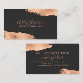 Monogram van goudfolie van modern roos, penseelpen visitekaartje (Voorkant / Achterkant)