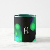 MONOGRAM VAN GROENE BLAUWE ZWARTE FRACTALE BUBBELS MOK (Midden)