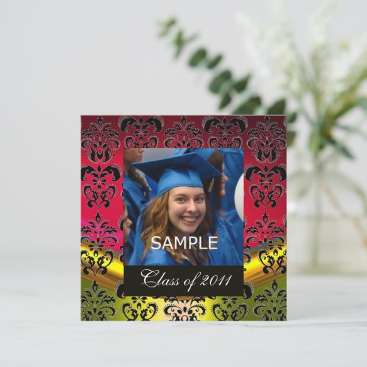 MONOGRAM VAN HET AFSTUDEREN VAN GOUD, RODE, ZWARTE AANKONDIGING (Staand voorkant)