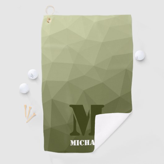 Monogram van het groene, geometrisch maaspatroon v golfhanddoek (Insitu)