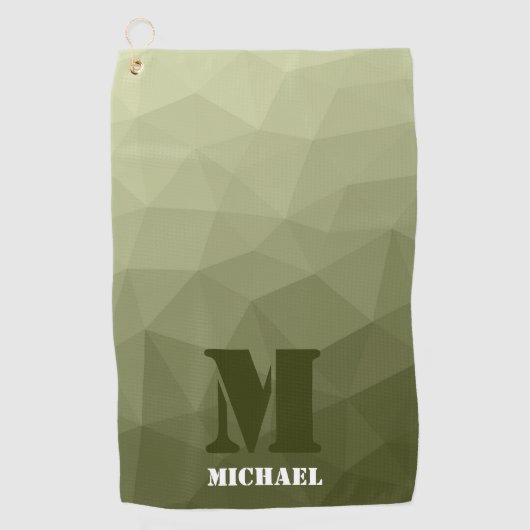 Monogram van het groene, geometrisch maaspatroon v golfhanddoek (Voorkant)