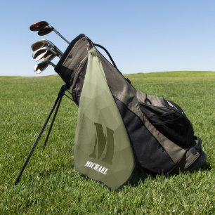 Monogram van het groene, geometrisch maaspatroon v golfhanddoek