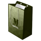 Monogram van het groene, geometrisch maaspatroon v medium cadeauzakje (Achterkant Gekanteld)