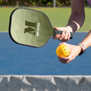 Monogram van het groene, geometrisch maaspatroon v pickleball paddle