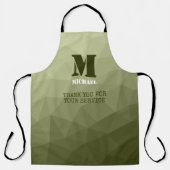 Monogram van het groene, geometrisch maaspatroon v schort (Voorkant)