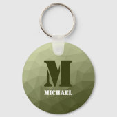 Monogram van het groene, geometrisch maaspatroon v sleutelhanger (Achterkant)