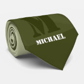 Monogram van het groene, geometrisch maaspatroon v stropdas (Opgerold)