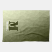 Monogram van het groene, geometrisch maaspatroon v theedoek (Horizontaal)