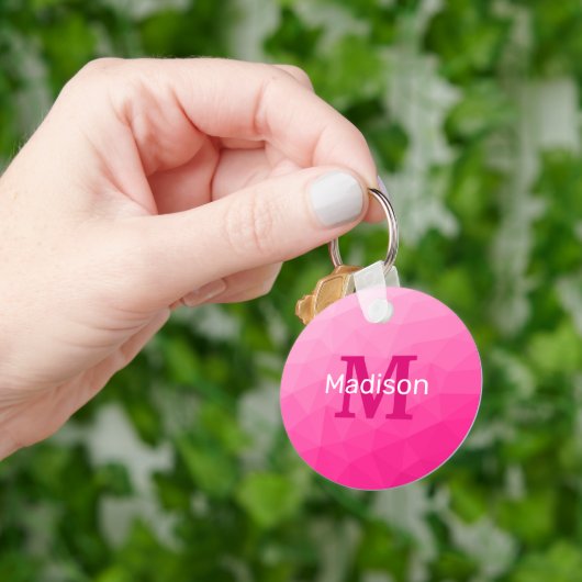Monogram van het hete roze gradiënt van het Geomet Sleutelhanger (Hand)